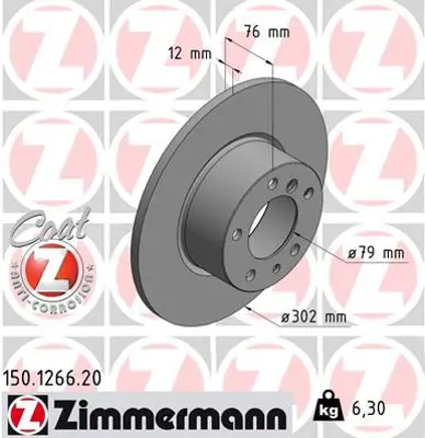 ZIMMERMANN  150.1266.20 Fren Diski On Bmw E34 88>96 34111161693