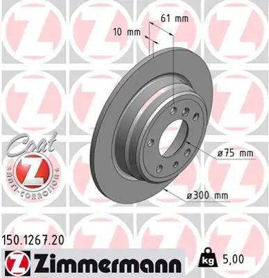 ZIMMERMANN  150.1267.20 Fren Diski On Bmw E34 90>95 34216756537 34211162305