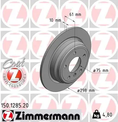 ZIMMERMANN  150.1285.20 Fren Diski Arka Bmw E39 96>03 34216767049