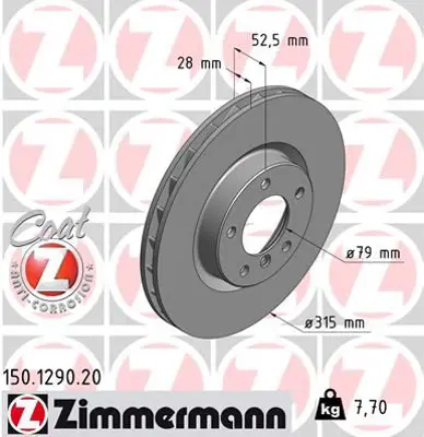 ZIMMERMANN  150.1290.20 Fren Diski On Sol Bmw M3 E36 Kaplamali 34112227171