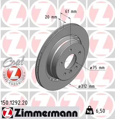 ZIMMERMANN  150.1292.20 Fren Diski Arka Sol Bmw M3 E36 Kaplamali 34212227177