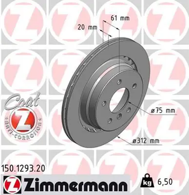 ZIMMERMANN  150.1293.20 Fren Diski Arka Sag Bmw M3 E36 Kaplamali 34212227178