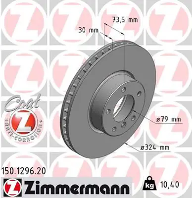 ZIMMERMANN  150.1296.20 Fren Diski On Bmw E39 00>04 34116767059