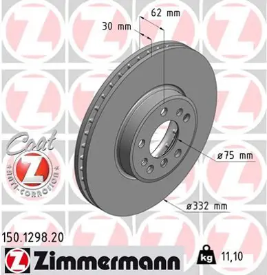 ZIMMERMANN  150.1298.20 Fren Diski On Havali Bmw X3 E83 X5 E53 34116859679 34116794300