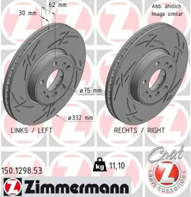ZIMMERMANN  150.1298.53 Fren Diski On Havali Bmw X3 E83 X5 E53 Cizgili 34116859679 34116794300