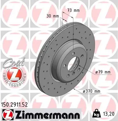 ZIMMERMANN  150.2911.52 Fren Diski (Delikli) 0986479e21-Df6605s 34106797606
