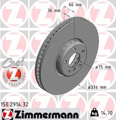 ZIMMERMANN  150.2914.32 Fren Diski  0986479e30-Df6622s 34116783777 34116789543