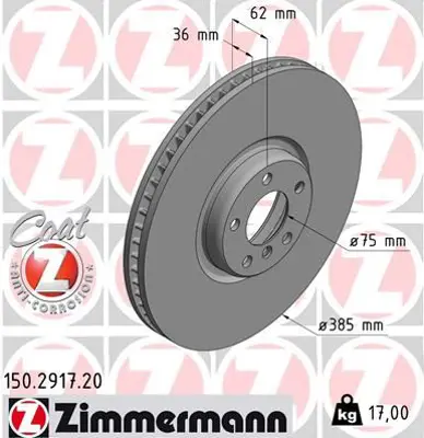 ZIMMERMANN  150.2917.20 Sol Fren Diski Bmw X5 (E70)-X5 (F15-F85)-X6 (E71-E72)-X6 (F16-F86) 0986479e26-Df6618s 6782067 34116782067