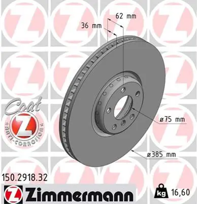 ZIMMERMANN  150.2918.32 Sağ-Ön Fren Diski Bmw X5 (E70)-X5 (F15-F85)-X6 (E71-E72)-X6 (F16-F86) 0986479e25-Df6619s 6782068 34116782068