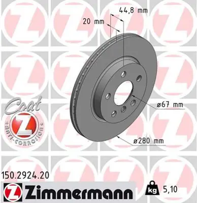 ZIMMERMANN  150.2924.20 Fren Disk Df6715 34116861649 34116866293