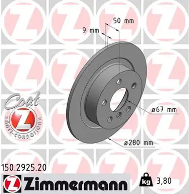 ZIMMERMANN  150.2925.20 Fren Disk 34216864141