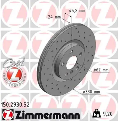 ZIMMERMANN  150.2930.52 Fren Diski Ön 2 2014 >x1 2015 > (Delikli) 0986479c94-Df6749s 34116865713