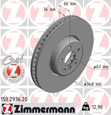 ZIMMERMANN  150.2936.20 Fren Diski On Sol Bmw G20 G22 G30 G32 G11 G12 G15 G16 G01 G02 G05 G07 Z4 İx (I20) Yuksek Karbonlu Kaplmali 34116860911 34106880075
