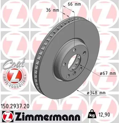 ZIMMERMANN  150.2937.20 Fren Diski On Sag Bmw G20 G22 G30 G32 G11 G12 G15 G16 G01 G02 G05 G07 Z4 İx (I20) Yuksek Karbonlu Kaplmali 34116860912 34106880076