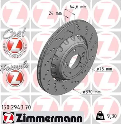 ZIMMERMANN  150.2943.70 Fren Disk 34212284812