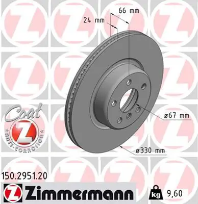 ZIMMERMANN  150.2951.20 Fren Diski On Bmw G20 G80 G28 G21 G81 G30 F90 G31 G01 F97 G08 G02 F98 G29 34116860907
