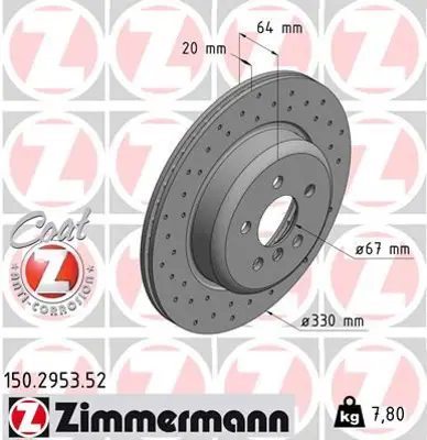ZIMMERMANN  150.2953.52 Fren Diski Arka Sag Bmw G30 G32 G11 G12 34216882246