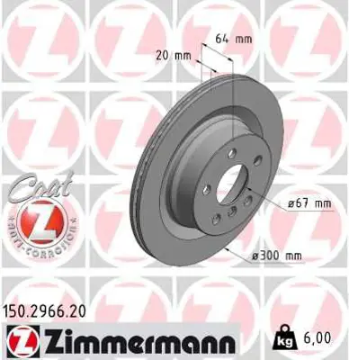 ZIMMERMANN  150.2966.20 Fren Diski Arka Bmw G20 G21 G22 G23 G26 34206877213 34206877225