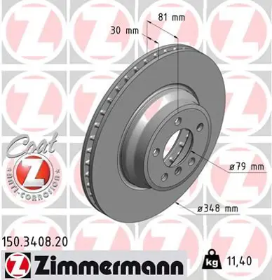 ZIMMERMANN  150.3408.20 Fren Diski On Bmw E65 E66 34116750267 34116864057