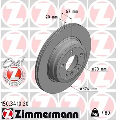 ZIMMERMANN  150.3410.20 Arka Fren Aynasi Bmw 7 (E65-E66-E67) (05-08) 986479004-Df4391 1166127 34216864045