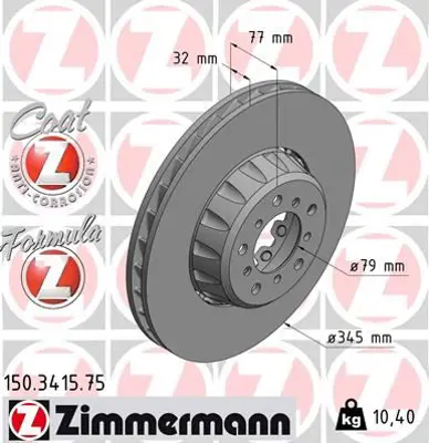 ZIMMERMANN  150.3415.75 Fren Diski On Sol Bmw M5 E39 34112282803 34112228845