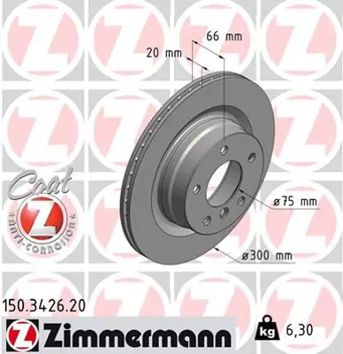 ZIMMERMANN  150.3426.20 Fren Diski Arka Bmw E87 E90 F20 F30 F32 F34 F36 34216855007 34216792227
