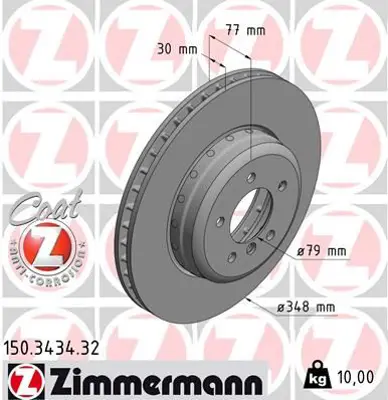 ZIMMERMANN  150.3434.32 Fren Diski. Ön. [348 /30-28.4 Mm]. Hava Kanalli. Kaplamali. Yüksek Karbon Alaşimli  986479584-98647900000000000000-Df6625s 34116763824