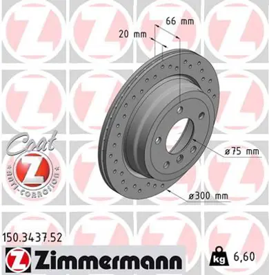 ZIMMERMANN  150.3437.52 Arka Fren Aynasi Bmw 1(E81)3 (E90-E91-E92-E93)x1 (E84) (Delikli) 986479263-Df4802 34216855008 6864901 34216764653