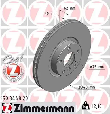 ZIMMERMANN  150.3448.20 Fren Diski On Bmw E70 E71 E72 F15 F16 34116886477 34116793244