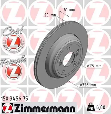 ZIMMERMANN  150.3456.75 Fren Diski Arka Sag Bmw M5 E39 34212228802