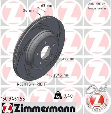 ZIMMERMANN  150.3461.55 Arka Fren Diski Bmw 5 (E60)-5 Touring (E61)-6 (E63)-6 Convertible (E64) 986479729-9864790000000000000-Df6624s 34216763827 6763827