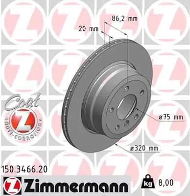 ZIMMERMANN  150.3466.20 Arka Fren Aynasi 525 Xi-525 İ Xdrive-530 Xi-530 I Xdrive-525 Xd-525 D Xdrive (05-10) (Hava Kanalli) 986479351-Df6299 34216763345 34216864053
