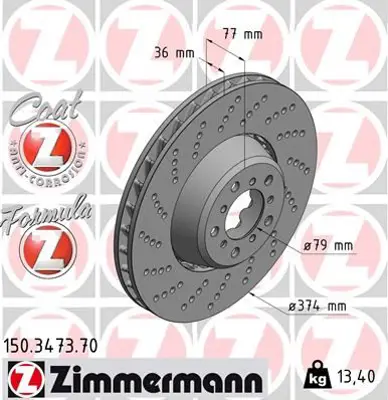 ZIMMERMANN  150.3473.70 Fren Diski On Sol Bmw M5 E60 M6 E64 34112282805