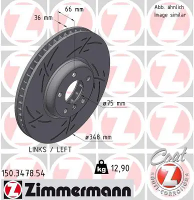 ZIMMERMANN  150.3478.54 Sol Fren Diski Bmw 5 (F10)-5 Gran Turismo (F07)-5 Touring (F11)-6 Convertible (F12)-6 Coupe (F13) 0986479w19-Df6611s 34116785669 6785669