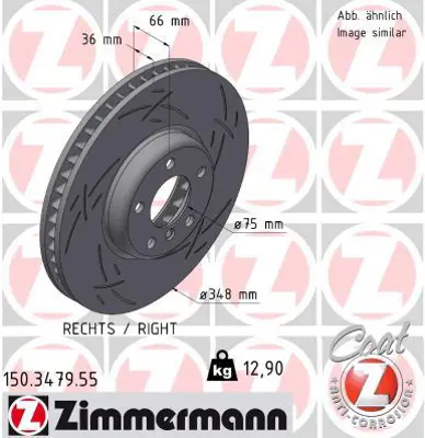 ZIMMERMANN  150.3479.55 Sağ-Ön Fren Diski 5 (F10)-5 Gran Turismo (F07)-5 Touring (F11)-6 Convertible (F12)-6 Coupe (F13)-6 986479e18-986479w20-Df6612s 34116785670 6785670