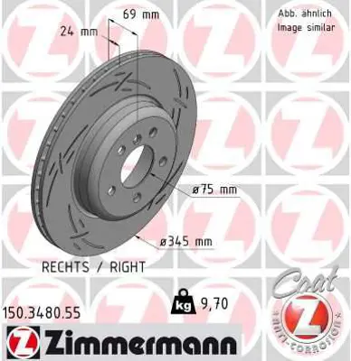 ZIMMERMANN  150.3480.55 Arka Fren Diski Bmw 5 (F10)-5 Gran Turismo (F07)-5 Touring (F11) 0986479d59-98647900000000-Df6610s 34216775289 6775289