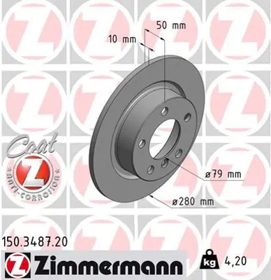 ZIMMERMANN  150.3487.20 Fren Diski Arka Mini Countryman 2010 >mini Paceman 2012 > 986479728-Df6353 34209804830 34219811539