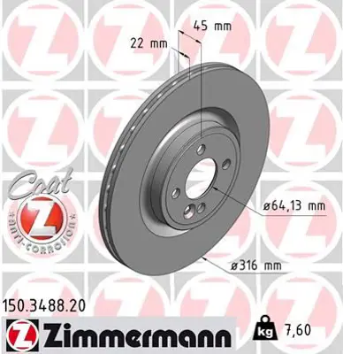 ZIMMERMANN  150.3488.20 Fren Diski On Mini R55 R56 R57 R58 R59 0986479a07 34116855781 34106784366