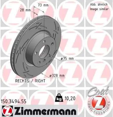 ZIMMERMANN  150.3494.55 Fren Diski On Bmw X3 F25 X4 F26 (Çizgili) 34106787490 34106879122