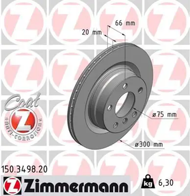 ZIMMERMANN  150.3498.20 Fren Diski Arka Bmw E87 E90 F20 F30 F32 F34 F36 34216855007 34216792227