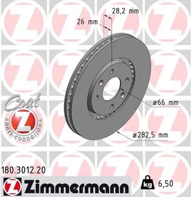 ZIMMERMANN  180.3012.20 Ön Fren Aynasi 406 1.9td-2.0 16v-2.1td-2.2 Hdi-3.0v6(95/5.04)xantia 2.0i(95/4.03)(283x26x4dlxhavali) 4246.N0 4246.R7 4246.L8 4249.J1