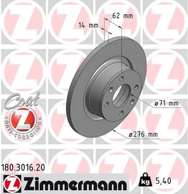 ZIMMERMANN  180.3016.20 Arka Fren Aynasi C5 2.2 Hdi-2.0 Hdi-1.8 16v-3.0 V6-2.0 16v Hpi-2.0 16v 01>(276x14x4dlxhavali) 4246.W4 1618861680