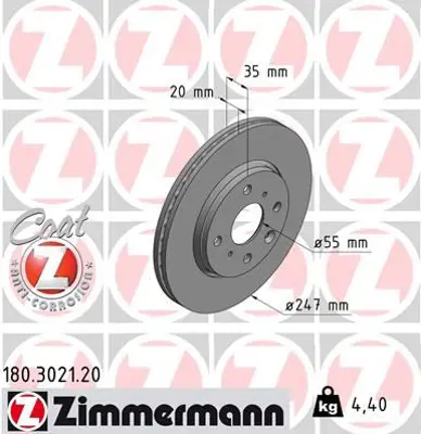 ZIMMERMANN  180.3021.20 Ön Fren Aynasi P107 1.0-1.4hdi 06/05>c1 1.0 1.4hdi 05>toyota Aygo 1.0 1.4hdi 05> (250x20x4dlxhavali) 986479239-Df4469 4246.F0 4246.J0 4249.94 435120H010