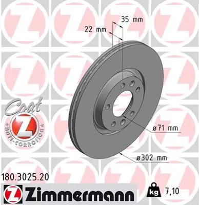 ZIMMERMANN  180.3025.20 Arka Fren Aynasi Havali C6 2.2 Hdi/2.7 Hdi/3.0 V6/3.0 Hdi 05=> 986479500-Df4971 4249.11