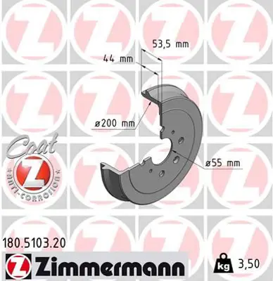 ZIMMERMANN  180.5103.20 Arka Fren Kampanasi Arka 107 2005>108 2014>c1 2005>c1 Ii 2014> 986477148-Db4362 424748
