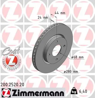 ZIMMERMANN  200.2520.20 Fren Diski Ön Cube (Z12)sentra 6 986479737-Df6142 40206 EM10A 40206 EM10B 40206 ET01C