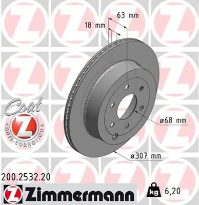 ZIMMERMANN  200.2532.20 Fren Diski Arka Pathfinder 2005 > 0986479r21-Df6289 43206EB300