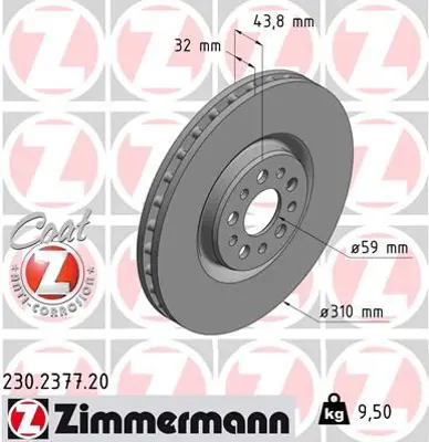 ZIMMERMANN  230.2377.20 Ön Fren Aynasi 807 3.0 V6 06/02>c8 2.0hdi-2.2hdi 03/06>c8 3.0 V6 07/02>(309x32x5dlxhavali) 986479168-Df4904s 4246.Z7