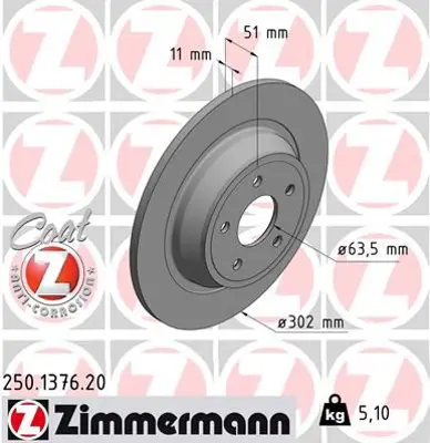 ZIMMERMANN  250.1376.20 Arka Disk Ayna Yeni Kasa Mondeo V 14> DG9C2A315BC 5202204