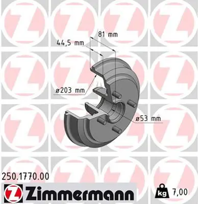 ZIMMERMANN  250.1770.00 Arka Kampana Fiesta (02>08)-Fusion (02>12) 7S611113AA 1507055
